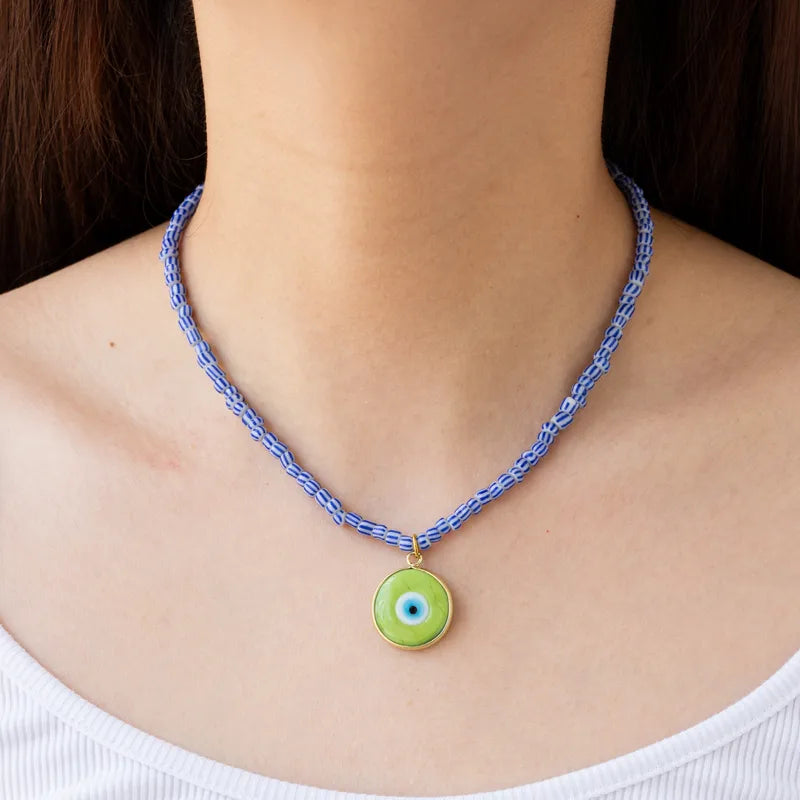 Turquoise Eye Beaded Necklace
