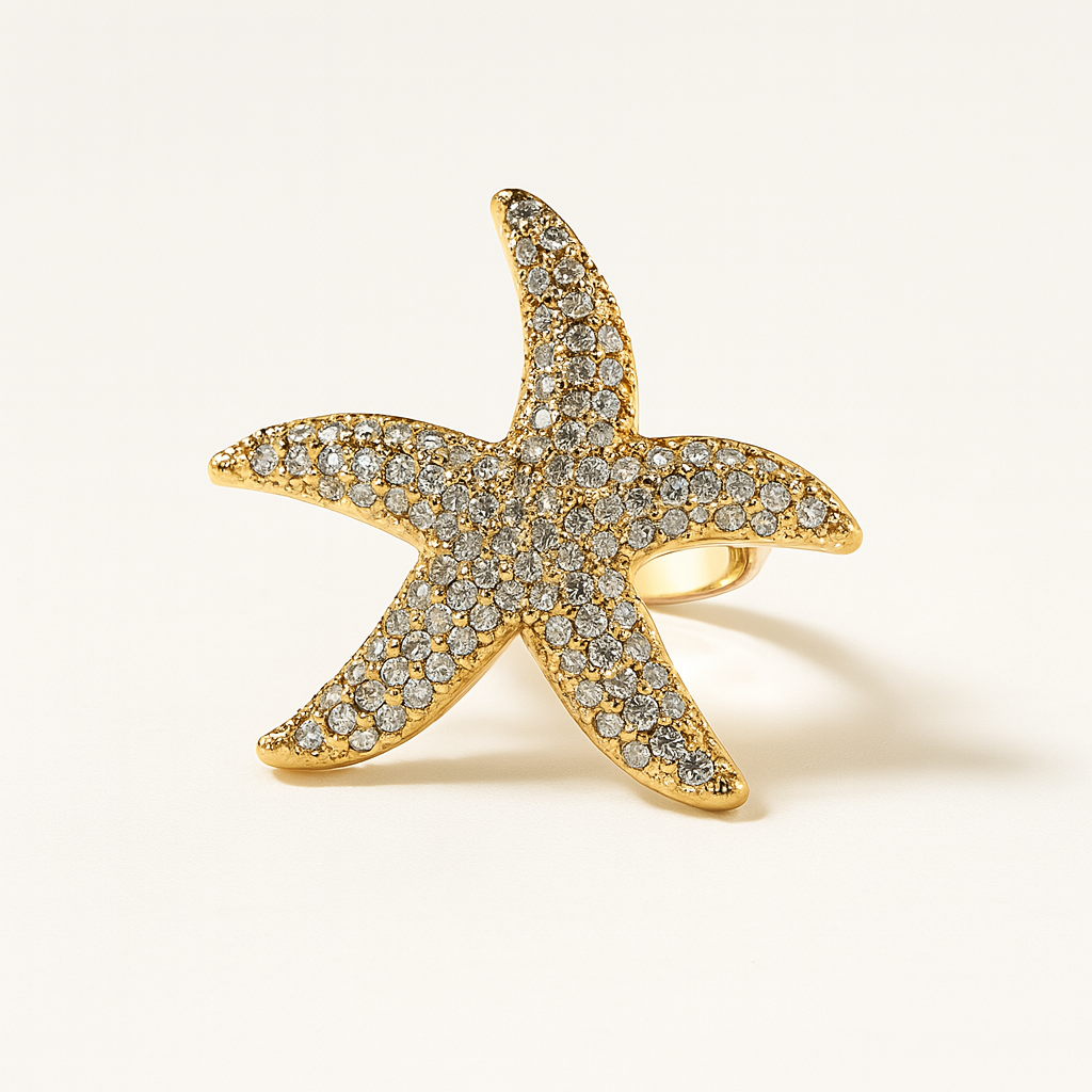 Gold Starfish Statement Ring – Ocean-Inspired Design