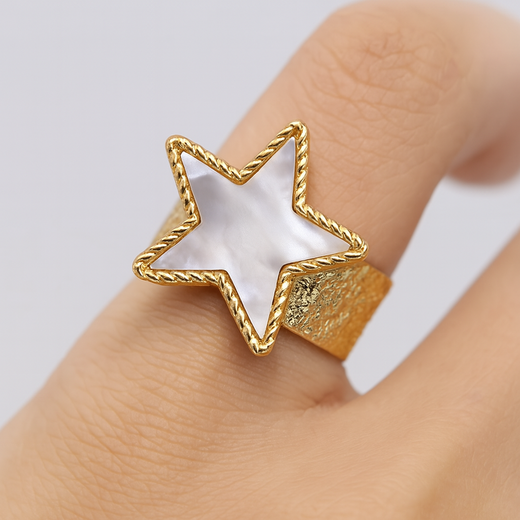 Gold Textured Star Ring