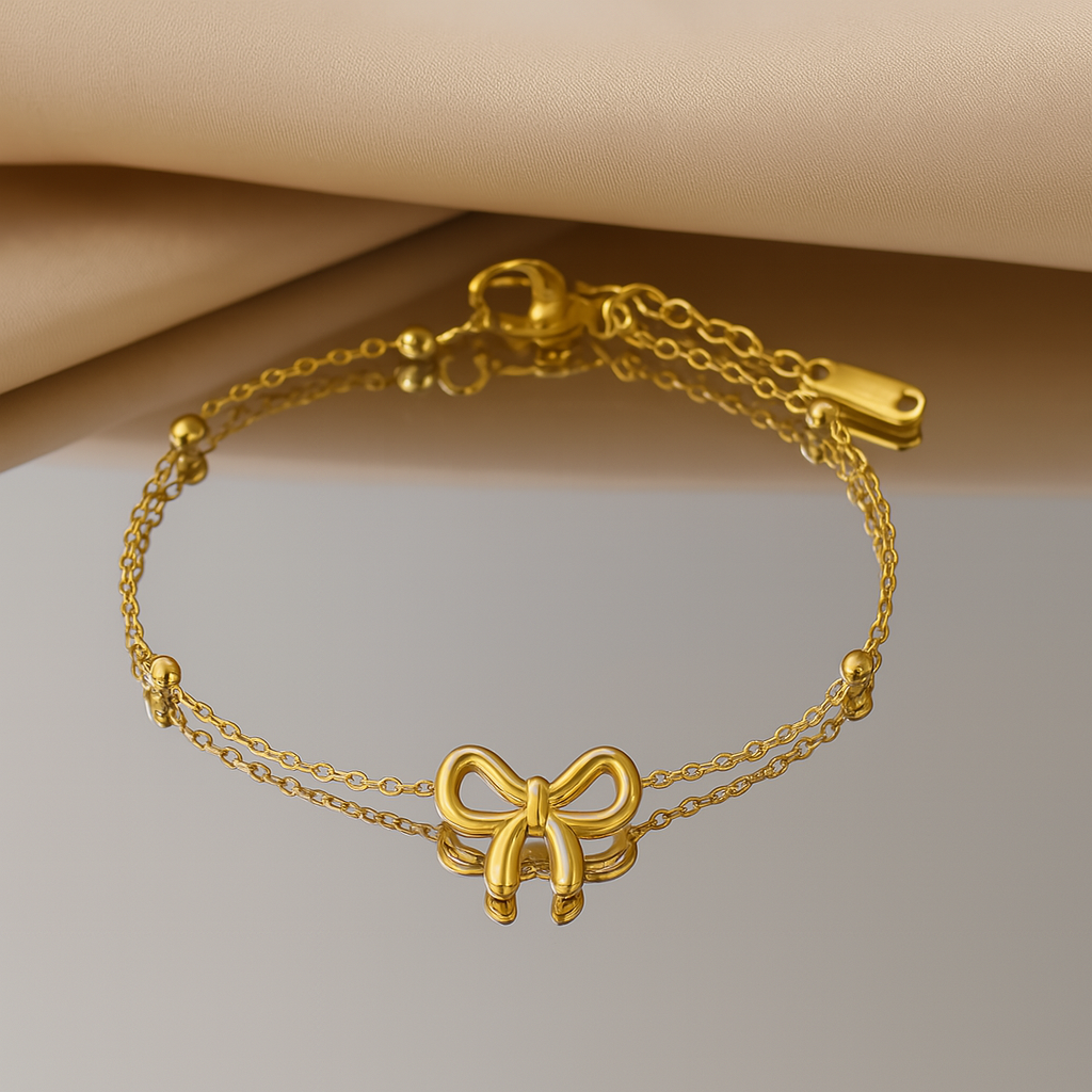 Gold Bow Pendant Necklace