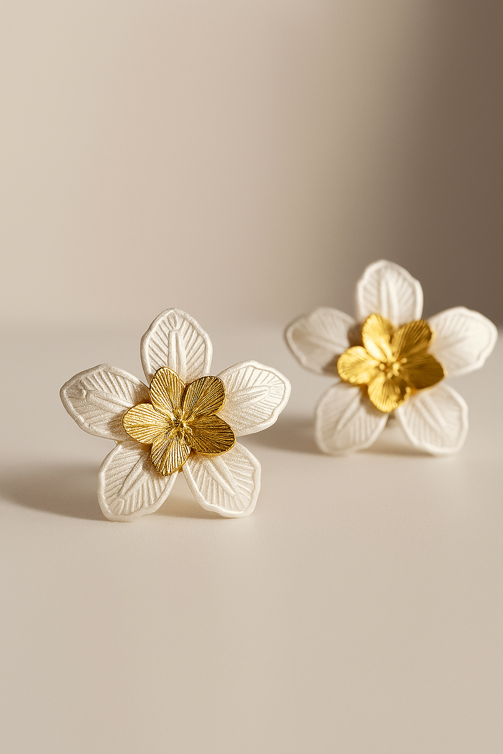 Elegant Two-Tone Floral Stud Earrings