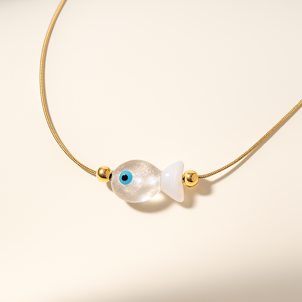 Clear Fish Charm Necklace