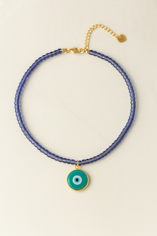 Turquoise Eye Beaded Necklace