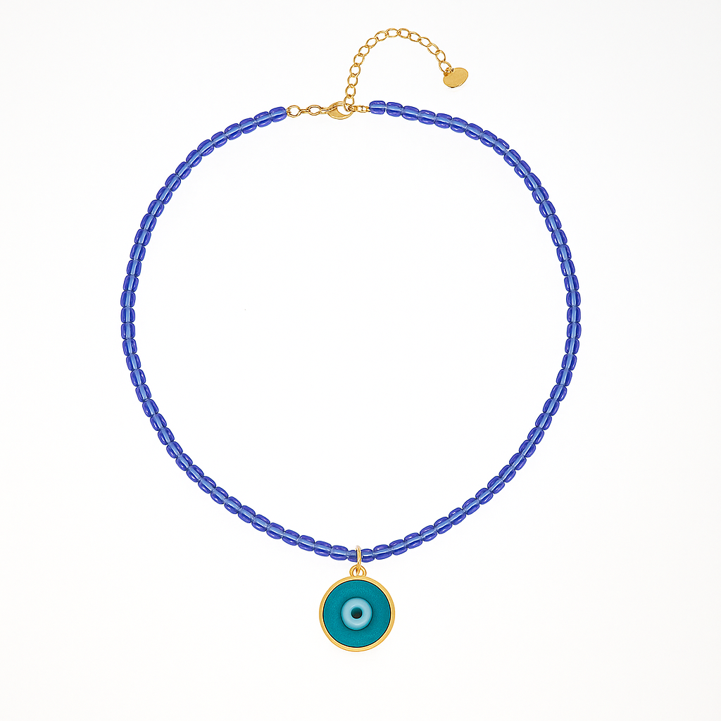 Turquoise Eye Beaded Necklace