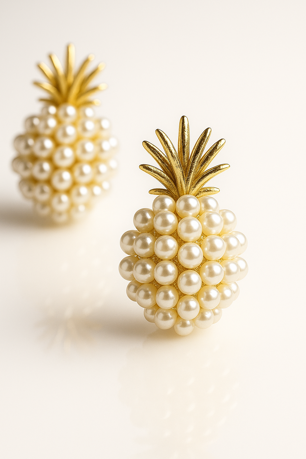 Pineapple Pearl Stud Earrings – Gold & Elegant Design