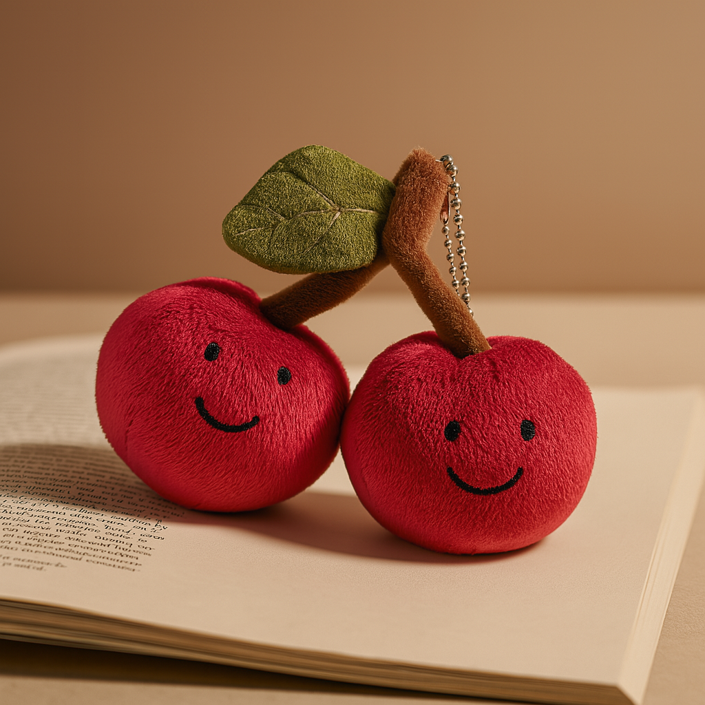 Plush Cherry Bag Charm – Cute & Soft Keychain Accessory