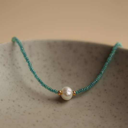 Turquoise Beaded Pearl Necklace