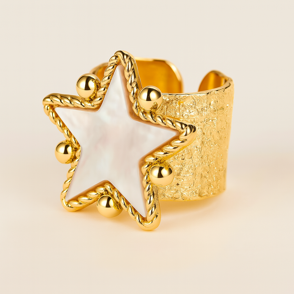 Gold Textured Star Ring