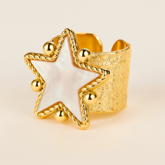 Gold Textured Star Ring