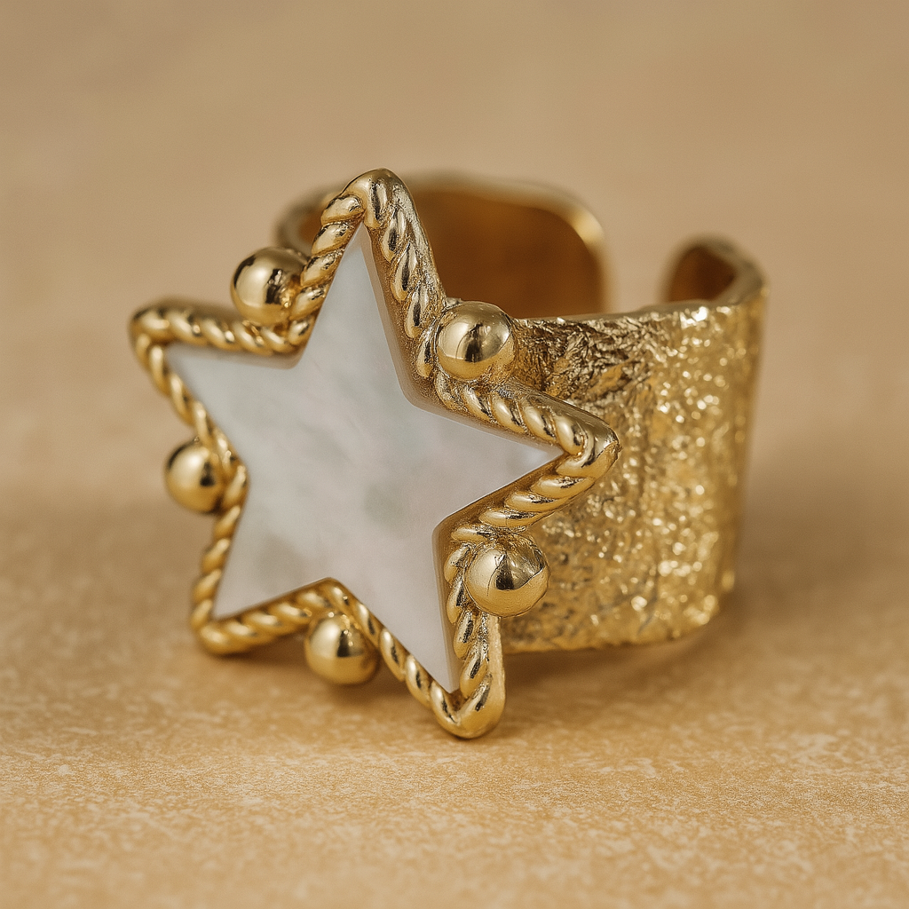 Gold Textured Star Ring