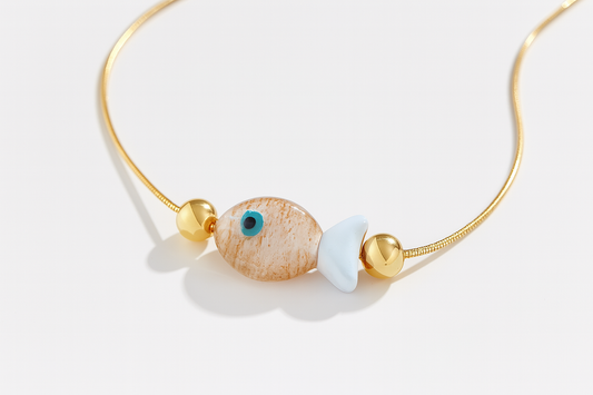 Golden Fish Charm Necklace