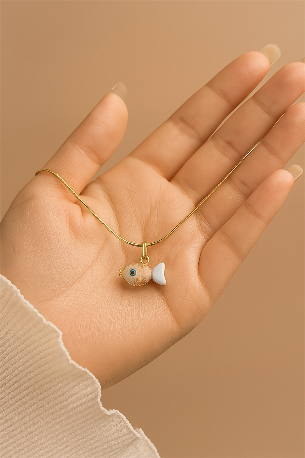 Golden Fish Charm Necklace