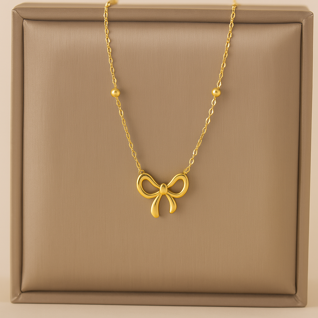 Gold Bow Pendant Necklace