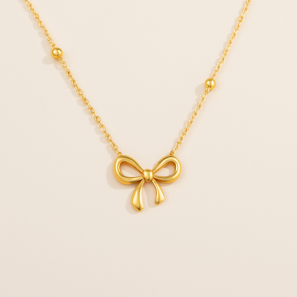 Gold Bow Pendant Necklace