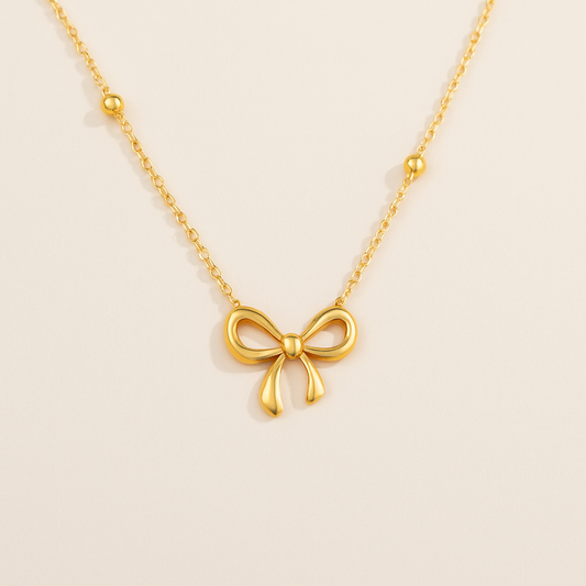 Gold Bow Pendant Necklace