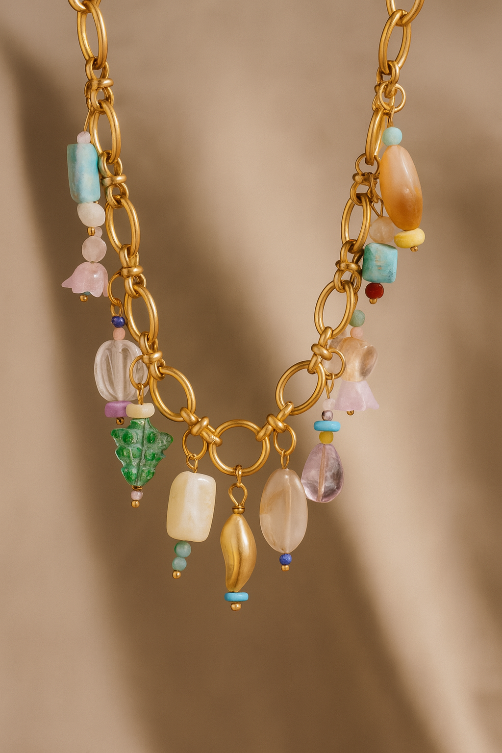 Colorful Gem Charm Necklace