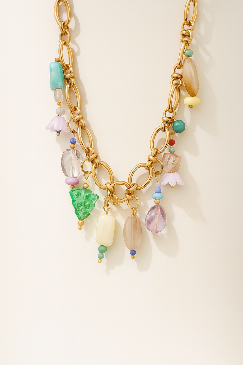 Colorful Gem Charm Necklace
