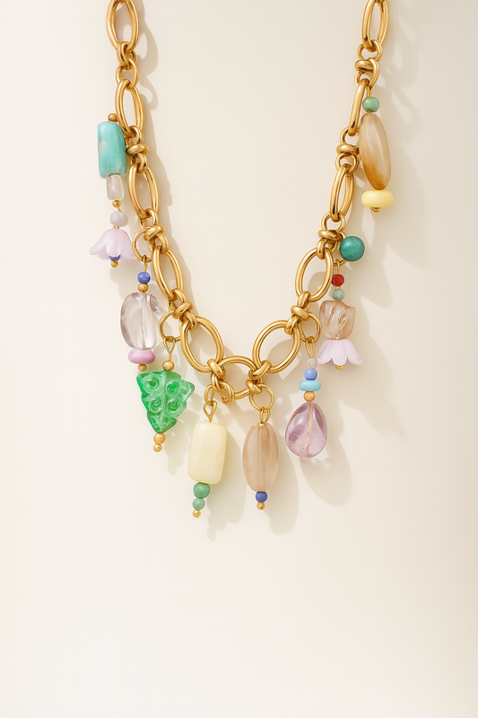 Colorful Gem Charm Necklace