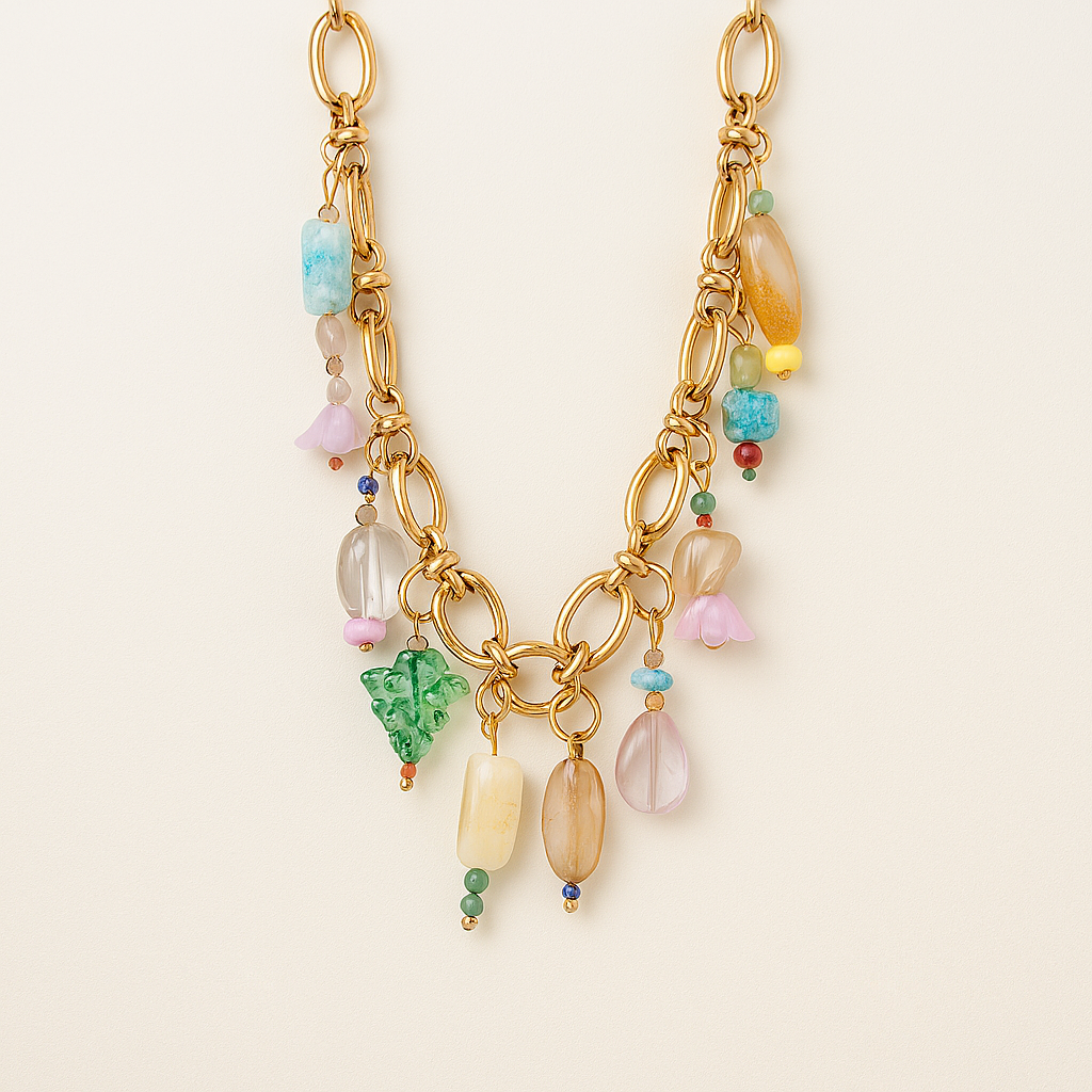 Colorful Gem Charm Necklace
